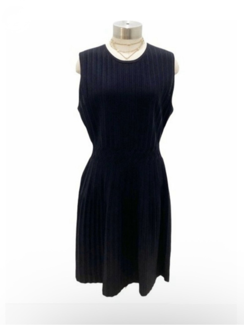 Ted Baker London Black Sleeveless Pleated Knit Skater Dress